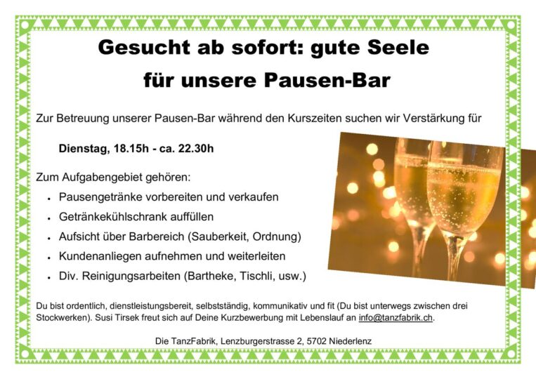 thumbnail of Unser Barteam braucht Verstärkung